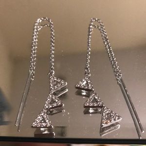 Rebecca Minkoff Silver Theader Triangle Earrings